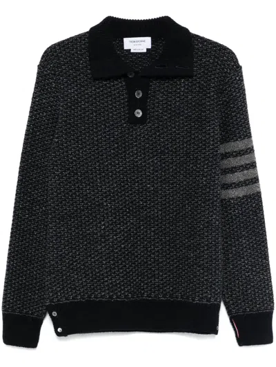 Thom Browne 4-bar Tweed Sweater In Blue