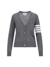 Thom Browne Cashmere 4-bar Cardigan In Gray