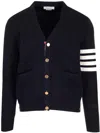 Thom Browne 4-bar V-neck Cardigan In Blue