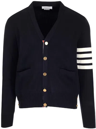 Thom Browne 4-bar V-neck Cardigan In Blue
