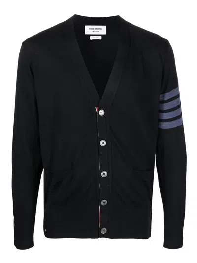 Thom Browne 4-bar V-neck Cardigan In Navy