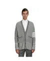 Thom Browne 4-bar V-neck Cardigan In Gray