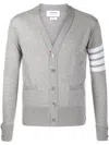 Thom Browne 4bar Wool Cardigan In Gray