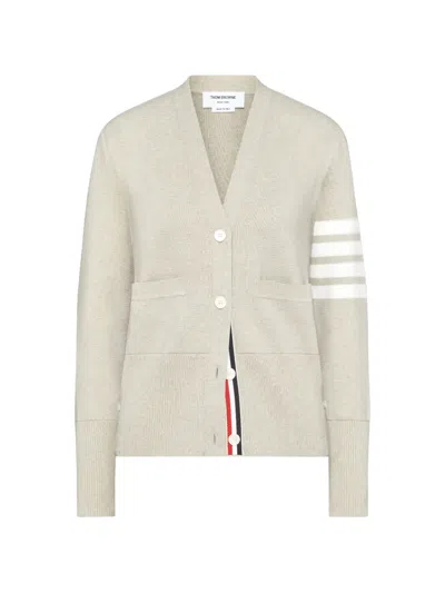Thom Browne 4-bar V-neck Cardigan In Neutral