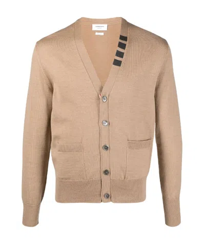 Thom Browne 4-bar V-neck Cardigan In Nude