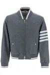 Thom Browne 4-bar Varsity Jacket In Wool Mel In Gray