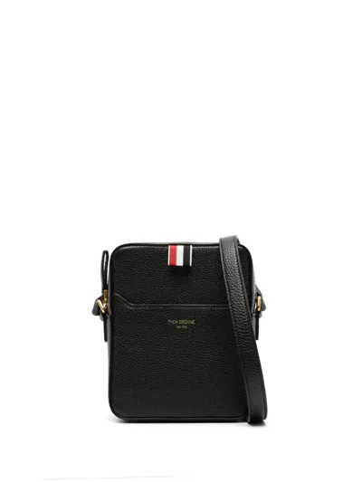Thom Browne 4-bar Vertical Leather Camera Bag In Black