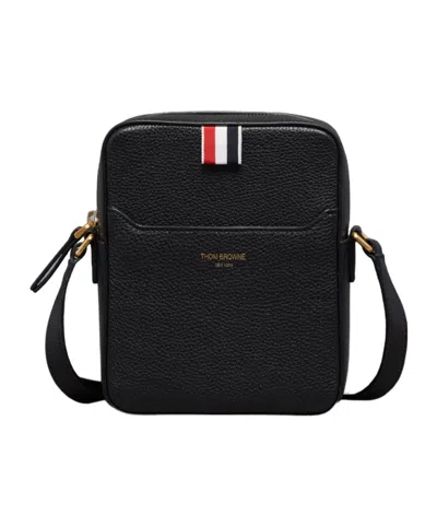 Thom Browne 4-bar Vertical Leather Camera Bag In Black