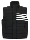 Thom Browne Striped High Neck Padded Sleeveless Vest In Black