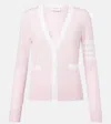 Thom Browne V-neck 4-bar Fine Merino Wool Cardigan In Pink