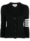 Thom Browne 4-bar' Black Wool Cardigan In Black