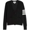 Thom Browne Wool Relaxed 4-bar V-neck Cardigan In Black
