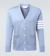 Thom Browne 4-bar Virgin Wool Cardigan In Blue