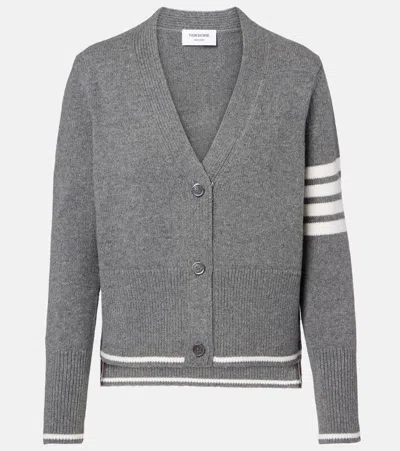 Thom Browne 4-bar Virgin Wool Cardigan In Gray