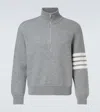 Thom Browne 4-bar Virgin Wool Half-zip Sweater In Gray