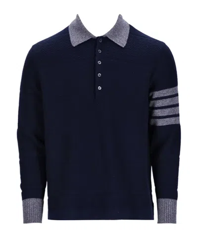 Thom Browne 4-bar Virgin Wool Polo Shirt In Black