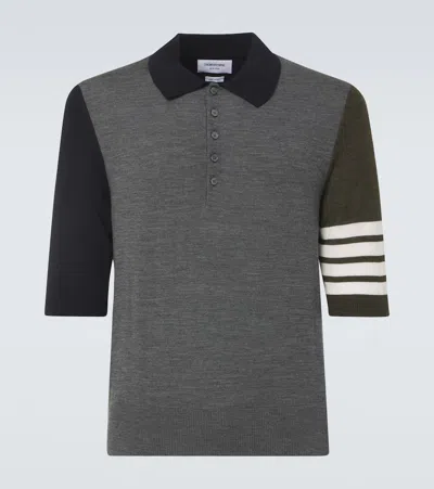 THOM BROWNE 4-BAR VIRGIN WOOL POLO SHIRT