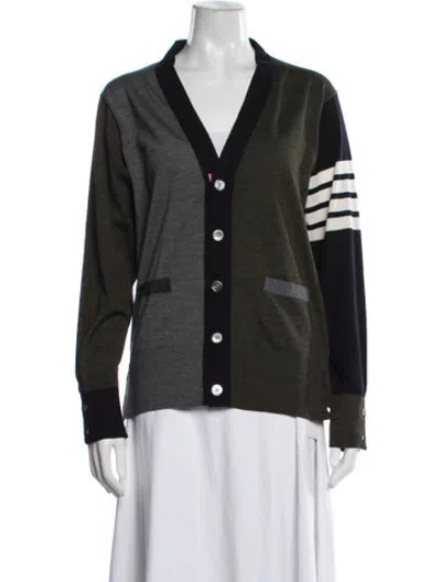 Pre-owned Thom Browne 4 Bar Virgin Wool Sweater In Grey