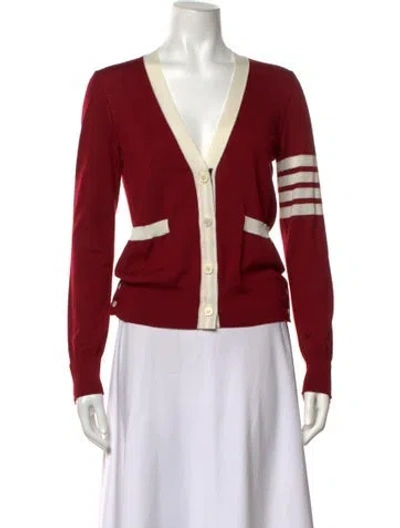 Pre-owned Thom Browne 4 Bar Virgin Wool Sweater In Red