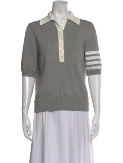 Pre-owned Thom Browne 4 Bar V-neck Sweater In Gray