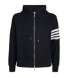 Thom Browne Striped Waffle-knit Cotton Zip-up Hoodie In Burgundy