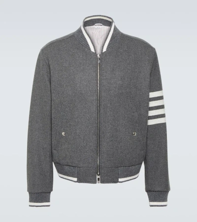 Thom Browne 4-bar Wool And Cashmere Blouson Jacket In Med Grey