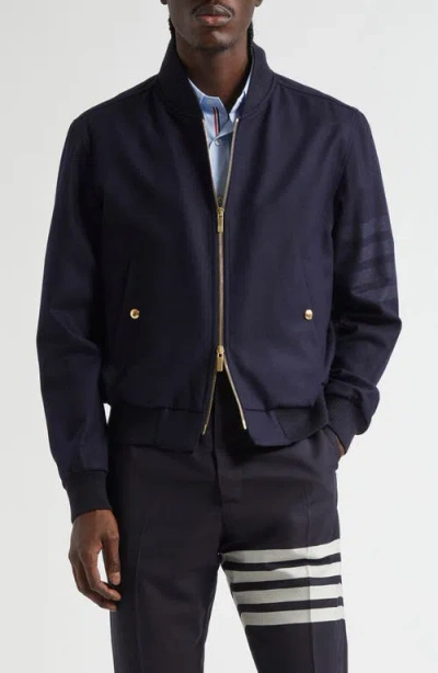 Thom Browne 4-bar Wool & Cashmere Bomber Jacket In Navy
