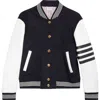 Thom Browne Relaxed Fit Varsity Jacket Leather Sleeves In Multi