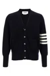 Thom Browne Milano Stitch V Neck Cardigan With 4 Bar In Fine Merino Wool Clothing