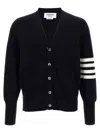 Thom Browne Milano Stitch V Neck Cardigan With 4 Bar In Fine Merino Wool Clothing