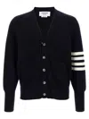 Thom Browne Milano Stitch V Neck Cardigan With 4 Bar In Fine Merino Wool Clothing
