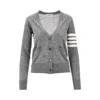 Thom Browne '4 Bar' Wool Cardigan In Gray