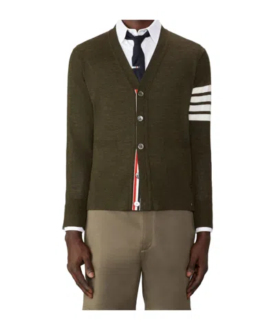 Thom Browne 4-bar Wool Cardigan In Green