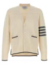 Thom Browne Wool Cardigan With Striped Sleeve Detail In Multi