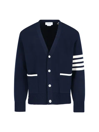 THOM BROWNE THOM BROWNE "4-BAR" WOOL CARDIGAN – NAVY