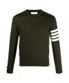 Thom Browne 4-bar Stripes Crewneck Sweater In Black