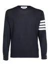 Thom Browne Stripe Sleeve Sweatshirt In Dark Blue