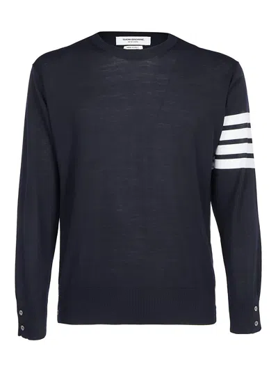 Thom Browne Stripe Sleeve Sweatshirt In Dark Blue