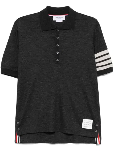 Thom Browne 4-bar Wool Polo Shirt In Black