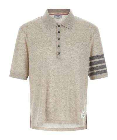 Thom Browne 4-bar Wool Polo Shirt In Gray
