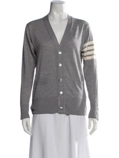 Pre-owned Thom Browne 4 Bar Wool Sweater In Grey
