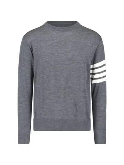 THOM BROWNE THOM BROWNE 4-BAR WOOL SWEATER – LIGHT GREY