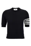 Thom Browne Ribbed Hem Crewneck Short Sleeves Striped Sleeve