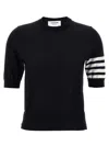 Thom Browne Ribbed Hem Crewneck Short Sleeves Striped Sleeve