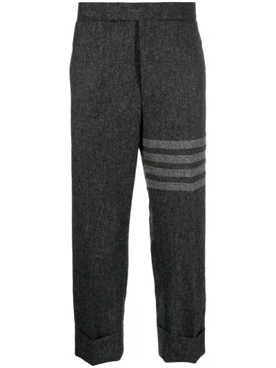 Thom Browne 4 Bar Wool Trousers In Black