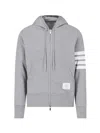 Thom Browne Classic Cotton Loopback 4-bar Zip-up Hoodie In Gray