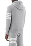 Thom Browne Mens Light Grey Striped Brand-patch Cotton-jersey Hoody