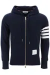 Thom Browne 4-bar Loopback Zip Hoodie In Navy Cotton In Blue