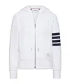 Thom Browne Classic Loopback 4-bar Zip Up Hoodie In White