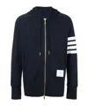 Thom Browne Mens Navy Four-bar Zipped Cotton-jersey Hoody In Black